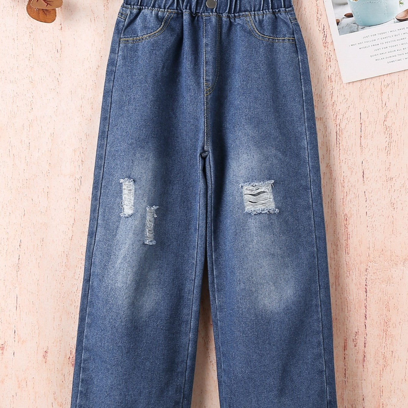 Girls Wide Leg Ripped Jeans