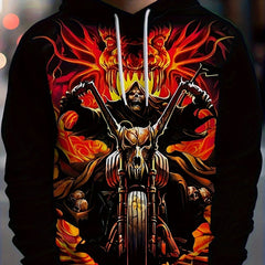 Skull 3D Print Hoodies For Men Loose Hooded Pullover