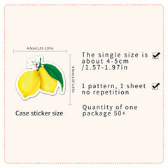 50pcs Lemon Fruit Stickers Waterproof Luggage Skateboard Tablet Decor