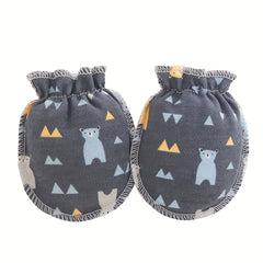 6pairs Newborn Infant Cartoon Animal Stars Graphic Breathable Mittens