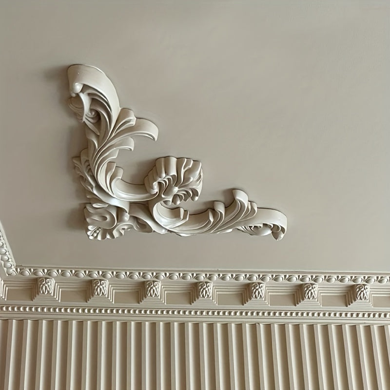 PU Curved Angle Flower Ceiling Decal Gypsum Border Furniture Ornament