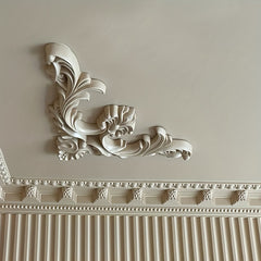 PU Curved Angle Flower Ceiling Decal Gypsum Border Furniture Ornament