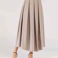 High Waist Pleated Maxi Skirt Casual Solid Women's Clothing