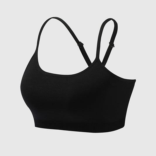 Women's Spaghetti Strap Sports Bra Cross Back Yoga Fitness Workout Top