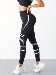 Stripes High Waist Yoga Pants Tummy Control Hip Lifting Leggings