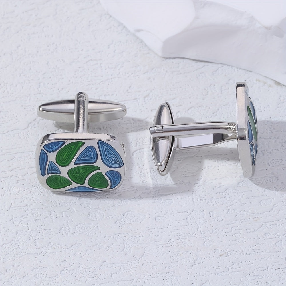 Green Shell Pattern Cufflinks for Wedding Suit
