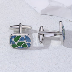 Green Shell Pattern Cufflinks for Wedding Suit