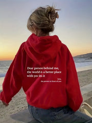 Letter Print Kangaroo Pocket Hoodie Casual Long Sleeve Drawstring Hoodies Sweats