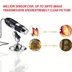 1600X Digital Microscope Camera 3in1 Type C USB Portable Electronic Microscope