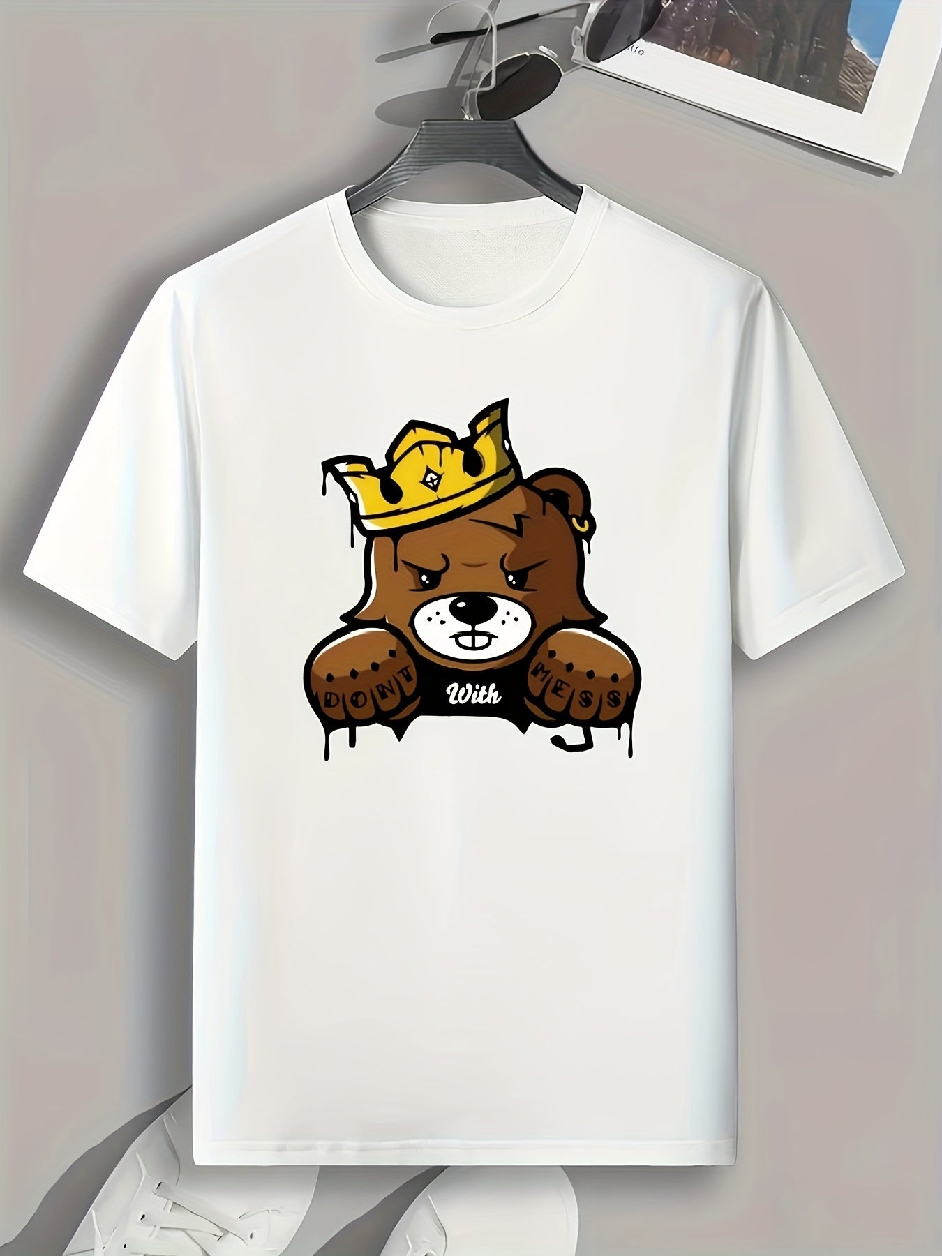 Bear Print Men's Graphic T shirt Casual Comfy Tees For Summer