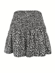 Floral Print Vacation Shorts Shirred Waist Summer Women's Clothing