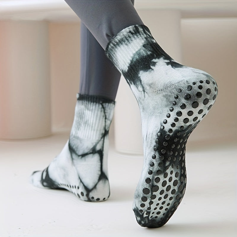Tie Dyed Yoga Socks Non-Slip Pilates Crew Sock