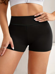 Sports Shorts Women's Plus Solid High Rise Medium Stretch Skinny Fitne