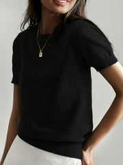 Women's Short Sleeve Crew Neck Sweater