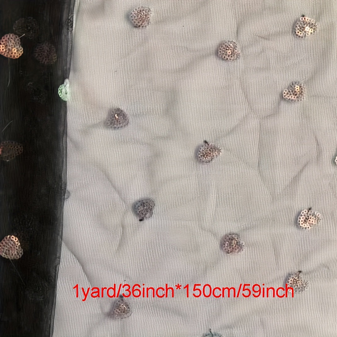 Colorful Heart Mesh Sequin Fabric 0.91m 2.74m 4.57m