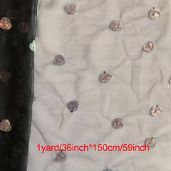 Colorful Heart Mesh Sequin Fabric 0.91m 2.74m 4.57m