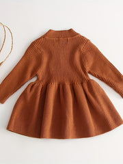Baby Girls Pleated Knitted Sweater Dress Autumn Winter