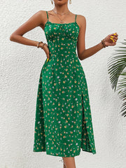 Floral Print Spaghetti Dress Backless Cami Dress