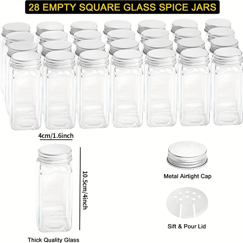 4 Tier Spice Rack Organizer with 28 Jars and 432 Labels