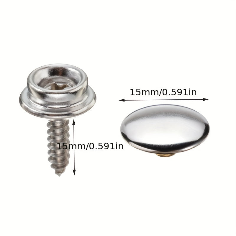 62pcs Marine Stainless Steel Canvas Screw Press Stud Snap Fasteners Kit