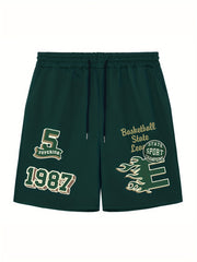 Men's Bball State League Graphic Shorts Stretchy Comfy Summer Daily Casual Pants