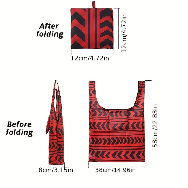 Red Dots Reusable Grocery Bags Folding Shopping Bag Waterproof