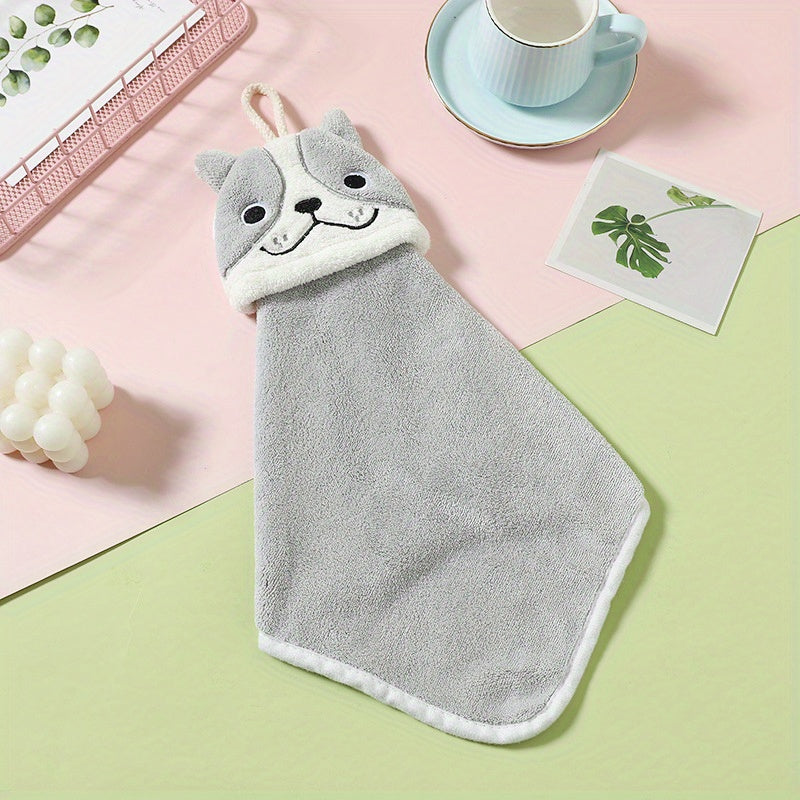 Animal Pattern Hanging Towel Coral Velvet Fingertip Towel
