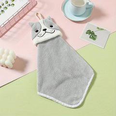 Animal Pattern Hanging Towel Coral Velvet Fingertip Towel