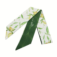 2pcs Pink & Green Skinny Scarf Long Ribbon Neckerchief Twilly Scarf