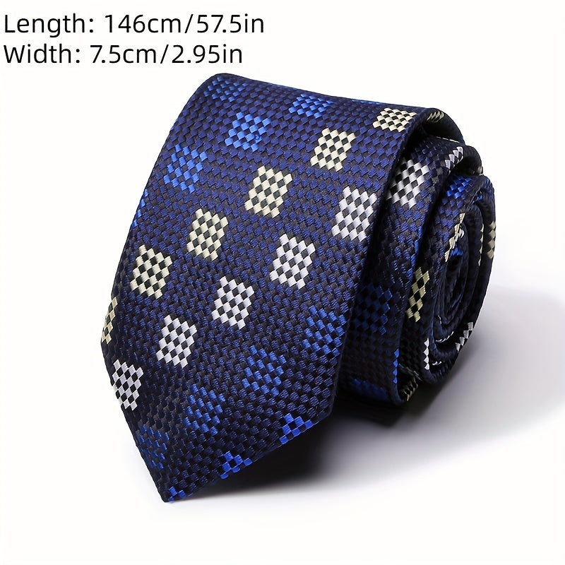 7 Men's Formal Polyester Silk Tie Checkered Necktie