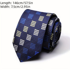 7 Men's Formal Polyester Silk Tie Checkered Necktie