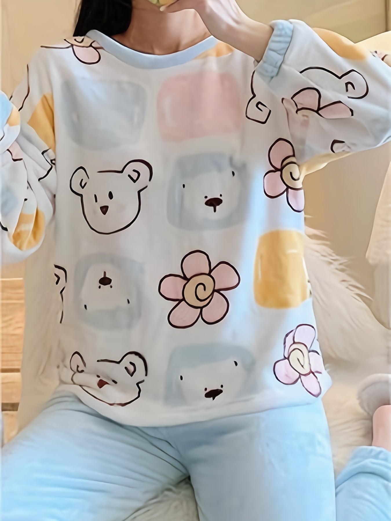 Warm & Bear Pattern Long Sleeve Pajamas