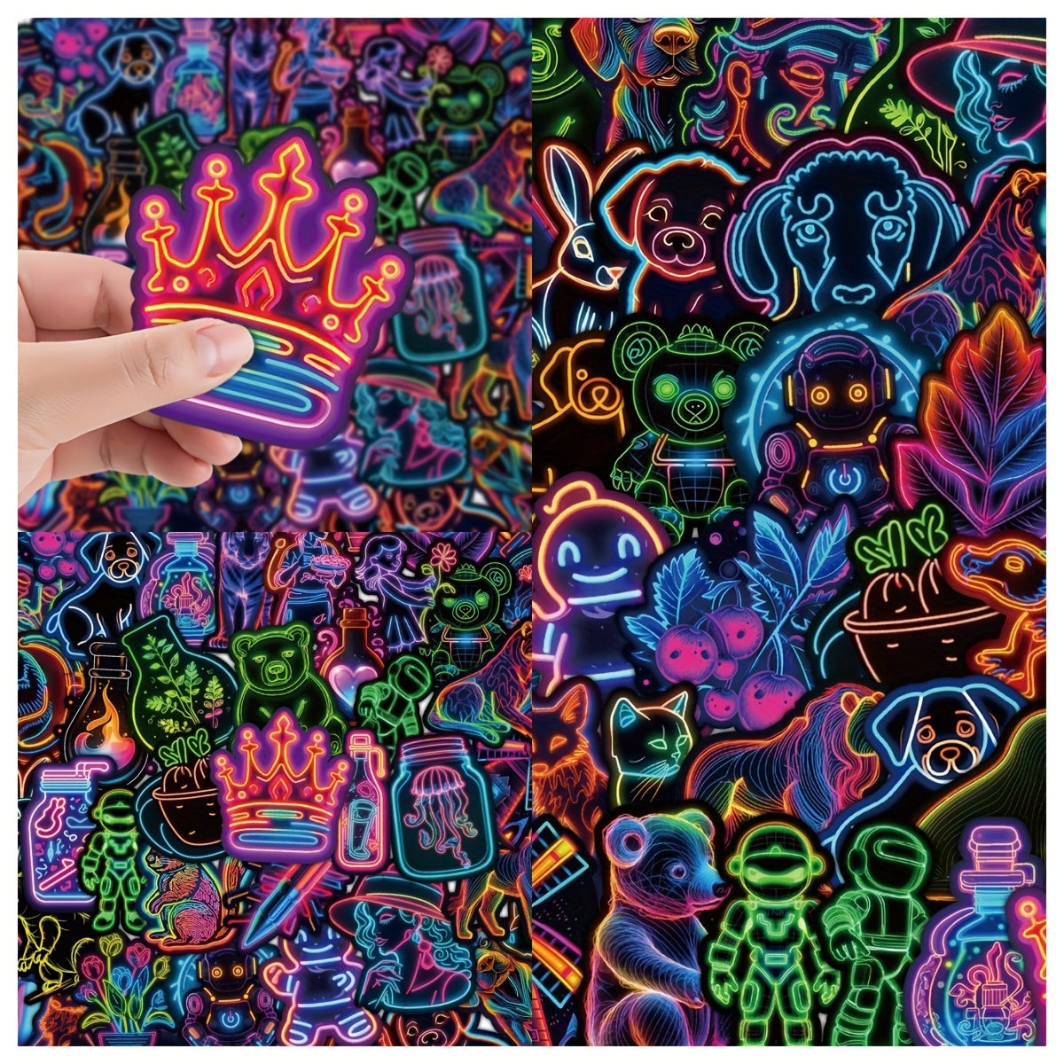 50pcs Neon Light Series Graffiti Stickers Waterproof DIY Decoration