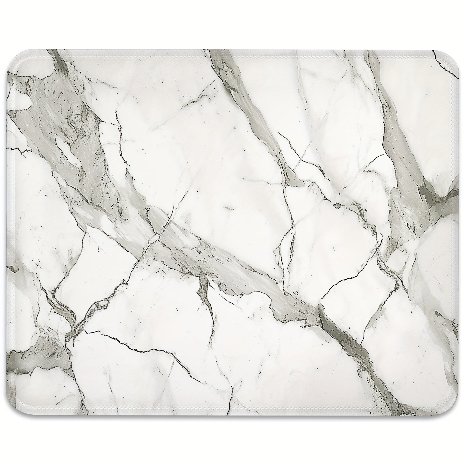 Grey Marble Mouse Pad with Stitched Edges