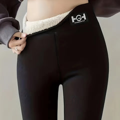 Women's Fleece Warm Leggings High Waist Yoga Tight Pants