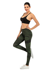 Sexy Green Graffiti Print Leggings High Waist Slim Leggings