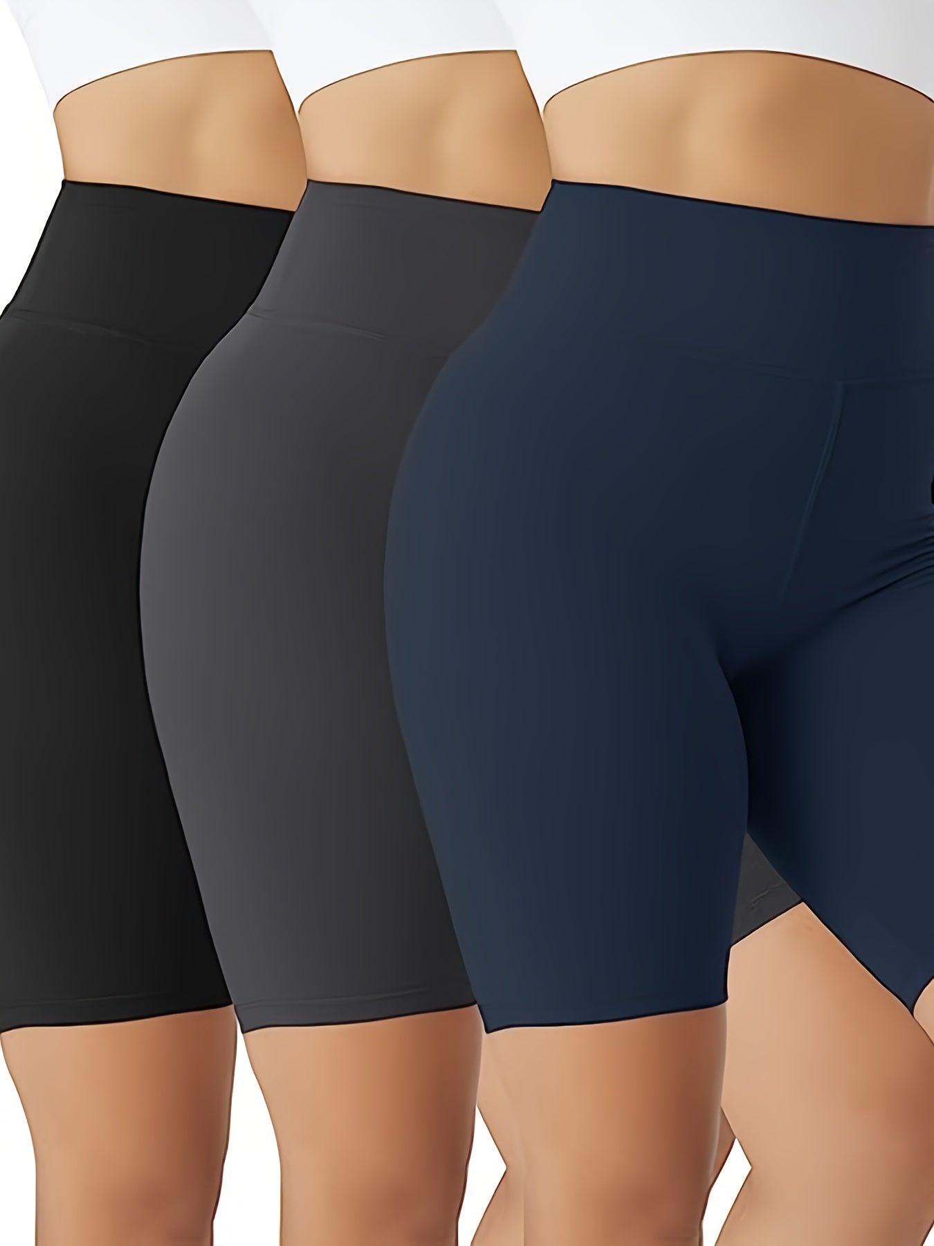 3 Pack Plus Size High Rise Biker Shorts Set