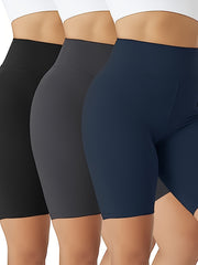 3 Pack Plus Size High Rise Biker Shorts Set