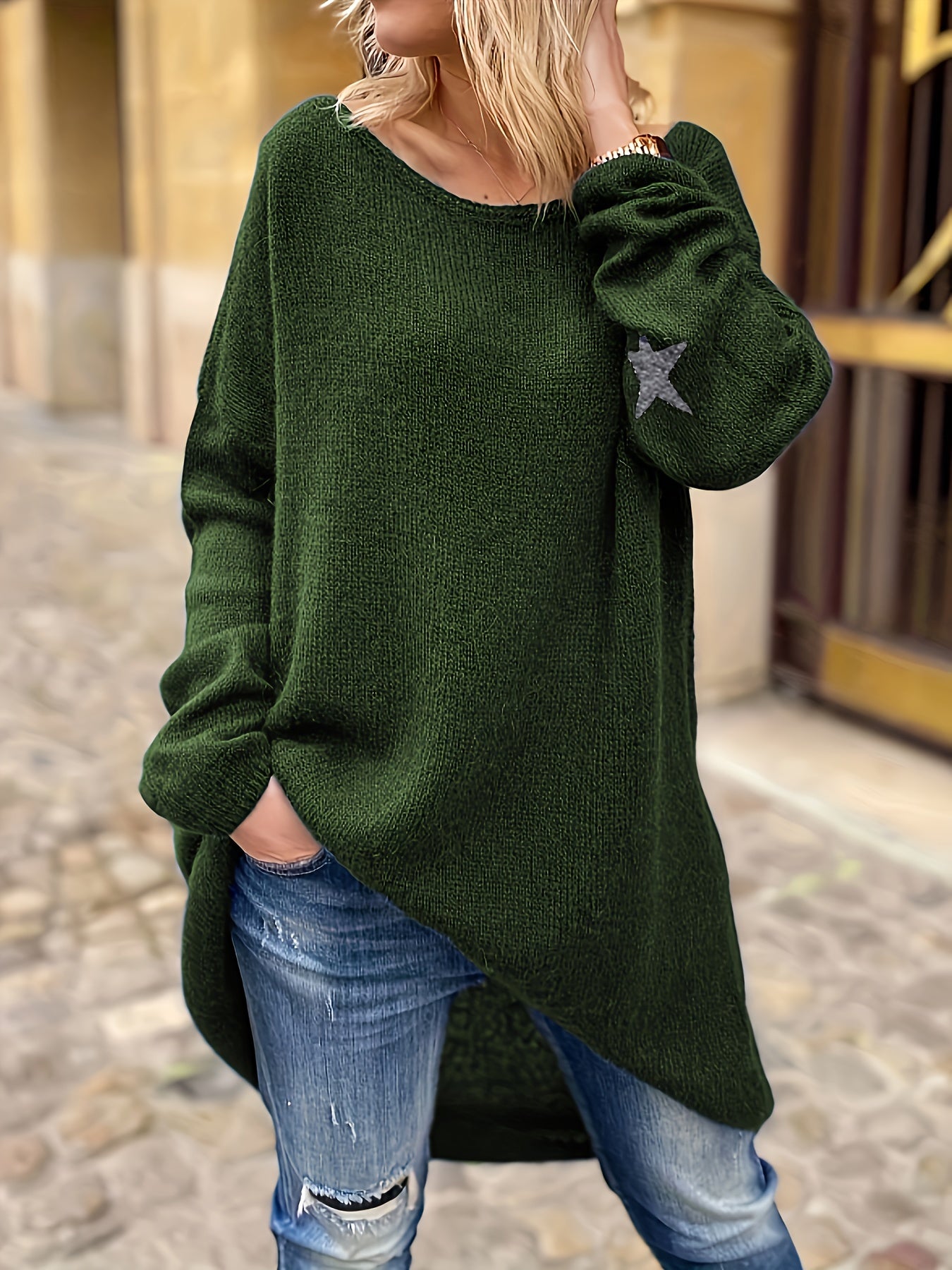 Casual Sweater Women's Plus Solid Ribbed Half Zipper