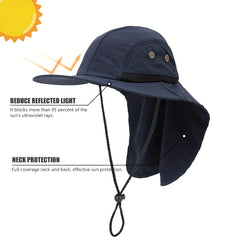 Outdoor Sun Hat with Neck Flap Wide Brim UPF 50