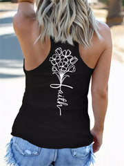 Floral Print Tank Top Sleeveless Crew Neck Casual Women's Tops