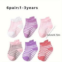6pairs Baby Non slip Ankle Socks Boys & Girls