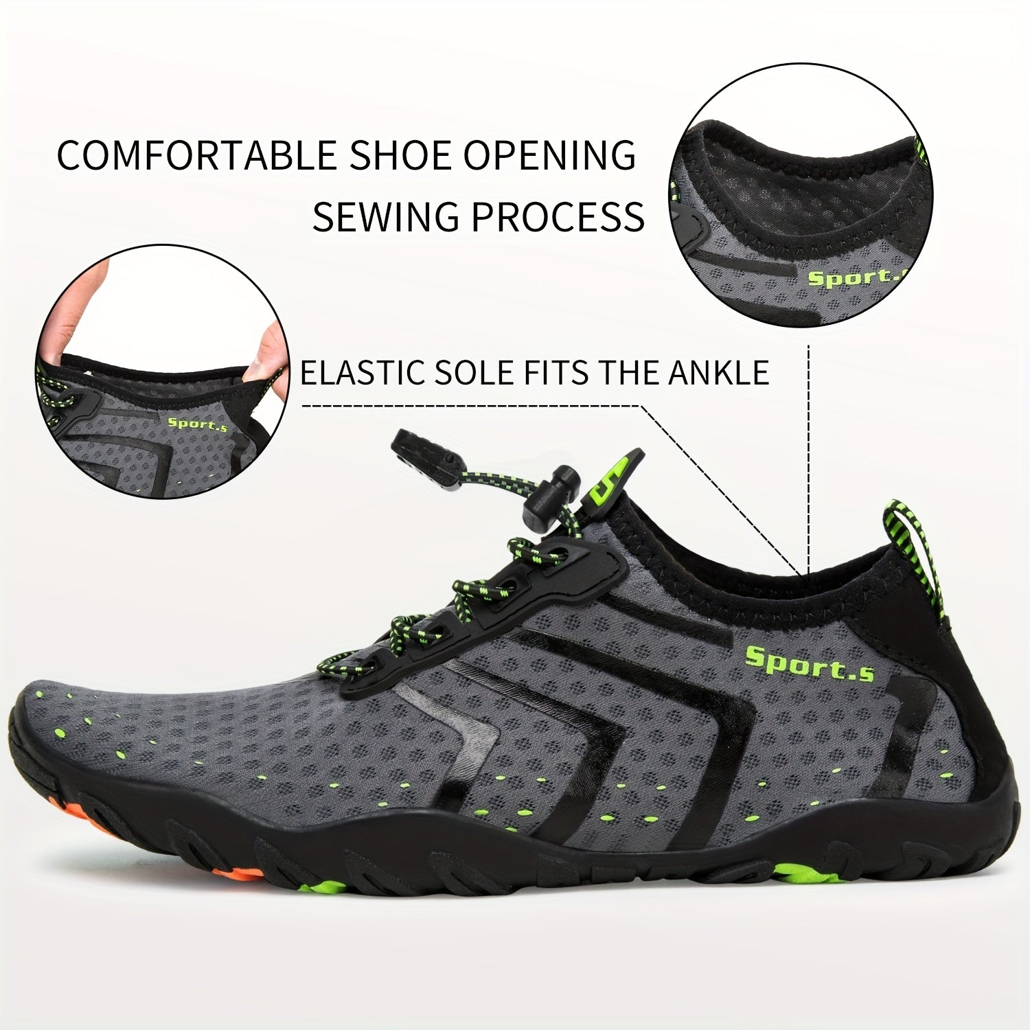 Men's No Tie Aqua Shoes Adjustable Draw String Hiking Trekking Shoes