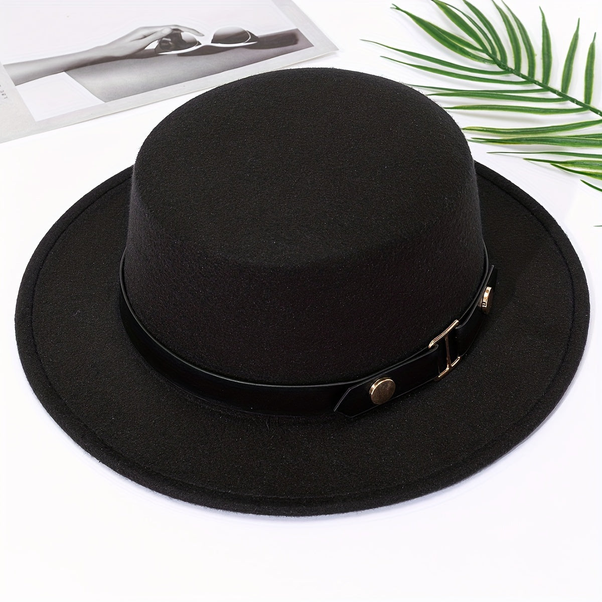 British Style High Symmetrical Top Hat with Round Buckle Belt for Men and Women