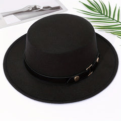 British Style High Symmetrical Top Hat with Round Buckle Belt for Men and Women