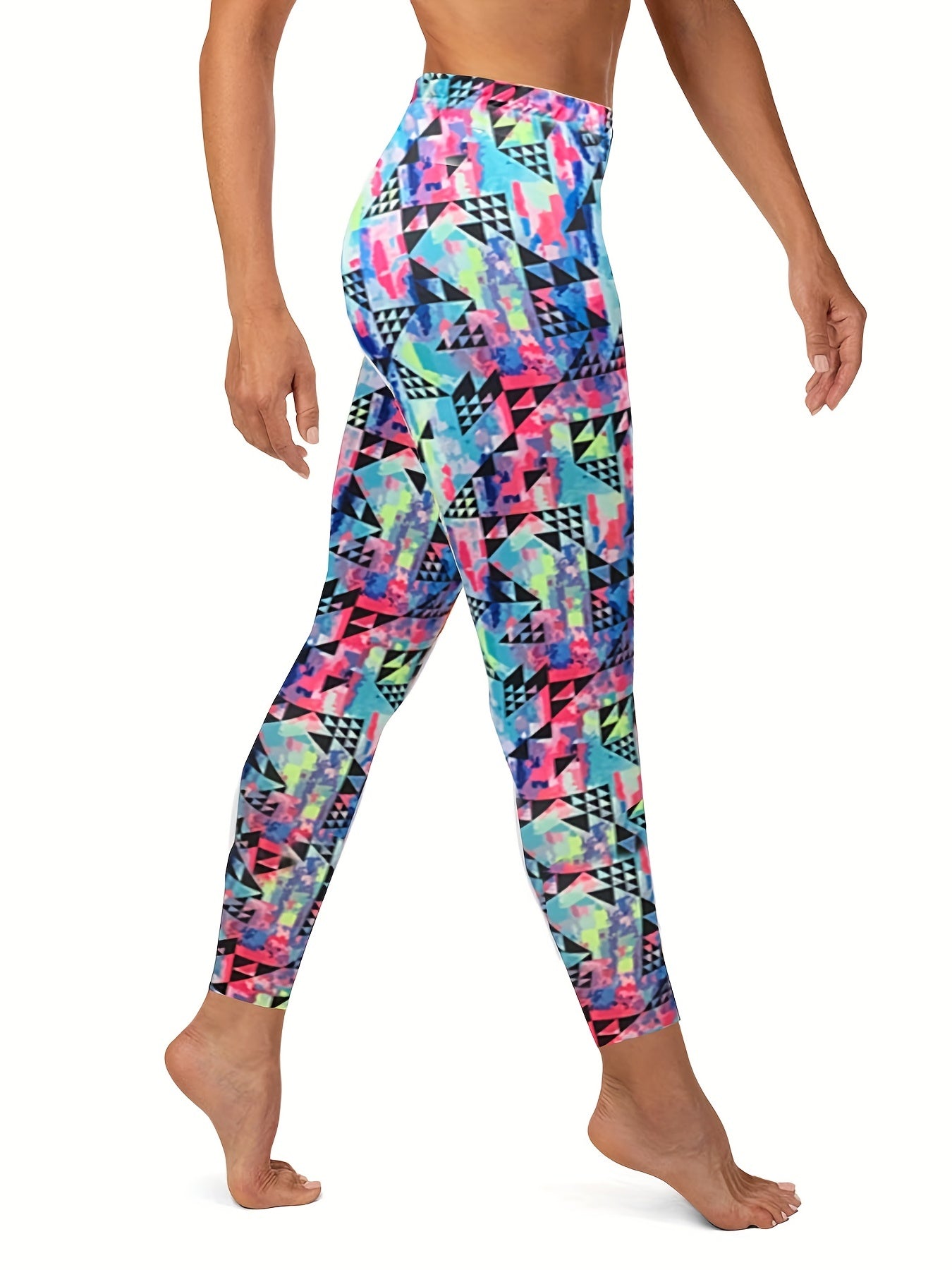 Geometric Print Skinny Leggings Stretchy Casual Leggings