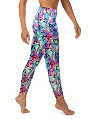 Geometric Print Skinny Leggings Stretchy Casual Leggings