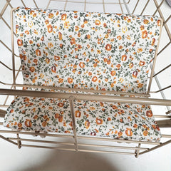 Floral Shopping Cart Toy with Storage Bags Foldable Dollhouse Grocery Cart