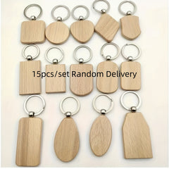 10pcs Blank Wooden Key Chain Round Wooden Tag Keychain DIY Accessories