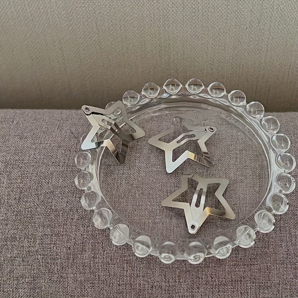 5pcs Star Hairpin Metallic Hair Clip Silvery Star Hairpin